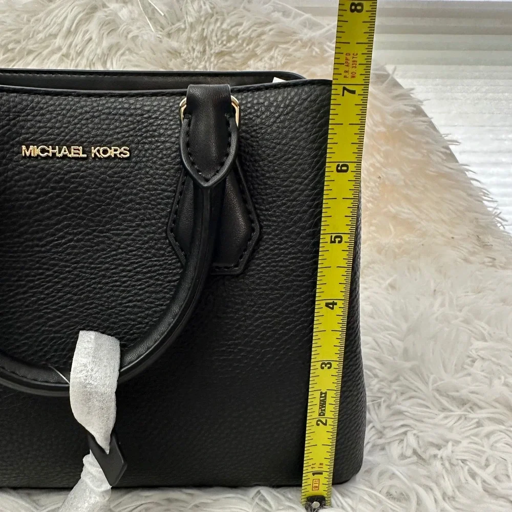 Michael‎ Kors Camille Black Small Pebbled Leather Satchel Crossbody New